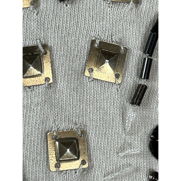 Chicos Beaded Boho India Short Sleeve Knit Top Blouse sz 2 / L (15 - Picture 2 of 8